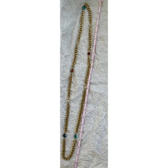 Vintage Chain Bezel Necklace YSL Style.